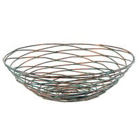 Front of the House BBK013PTI22 Patina 8" x 2 1/2" Hand-Painted Fused Iron Round Basket - 6/Case