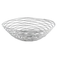 Front of the House BBK007BCI22 Patina 10" x 3" Silver Hand-Painted Fused Iron Round Basket - 6/Case