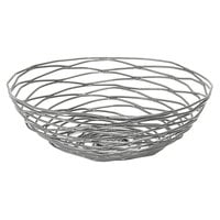 Front of the House BBK013GYI22 Patina 8" x 2 1/2" Pewter Hand-Painted Fused Iron Round Basket - 6/Case