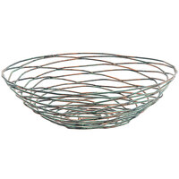 Front of the House BBK007PTI22 Patina 10" x 3" Hand-Painted Fused Iron Round Basket - 6/Case