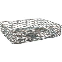 Front of the House BBK040PTI22 Patina 14" x 11" x 3" Hand-Painted Fused Iron Rectangular Basket - 6/Case