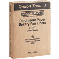 Baker's Mark 9" x 12" Quarter Size Quilon® Coated Parchment Paper Bun / Sheet Pan Liner Sheet - 100/Pack