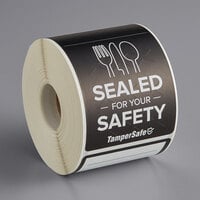 TamperSafe 2 1/2" x 6" Sealed For Your Safety Black Paper Tamper-Evident Label - 250/Roll
