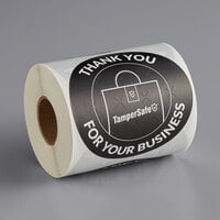 TamperSafe 3" Thank You For Your Business Round Black Paper Tamper-Evident Label - 250/Roll