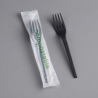 EcoChoice Wrapped Heavy Weight 6 1/2" Black CPLA Fork - 500/Case