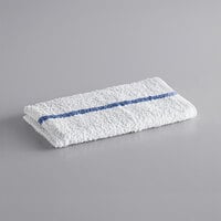 Choice 16 inch x 19 inch Blue Striped 32 oz. Cotton Bar Towels in Bulk - 60/Case