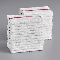 Choice 16" x 19" Red Striped 32 oz. Cotton Bar Towels in Bulk - 60/Case