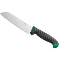Schraf 7" Granton Edge Santoku Knife with Green TPRgrip Handle