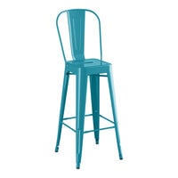 Lancaster Table & Seating Alloy Series Teal Topaz Outdoor Cafe Barstool