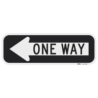 Lavex "One Way" Left Arrow Reflective Black Aluminum Sign - 18" x 6"