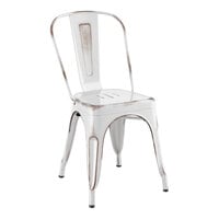 Lancaster Table & Seating Alloy Series Distressed Pearl White Outdoor Cafe Chair