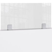 Rosseto TD009 Avant Guarde 42" Clear Semi-Transparent Polycarbonate Tabletop Divider with 2 Stainless Steel Brackets