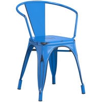 Lancaster Table & Seating Alloy Series Distressed Blue Outdoor Arm Chair