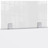 Rosseto TD008 Avant Guarde 36" Clear Semi-Transparent Polycarbonate Tabletop Divider with 2 Stainless Steel Brackets