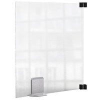 Rosseto TD013 Avant Guarde 24" Clear Semi-Transparent Polycarbonate Tabletop Divider with 1 Stainless Steel Bracket and 2 Cross Connectors