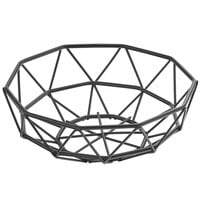 Tablecraft 10462 Delta 6" Black Stainless Steel Round Wire Serving Basket