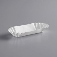 Medium Weight 6" White Paper Fluted Hot Dog Tray - 500/Pack