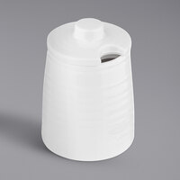 Tablecraft 10416 Pulito 5.5 oz. White Melamine Sugar Jar with Lid