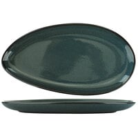 International Tableware LU-14-MI Luna 12 1/2" x 6 1/2" Midnight Blue Oval Coupe Porcelain Platter - 12/Case