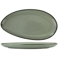 International Tableware LU-14-AS Luna 12 1/2" x 6 1/2" Ash Oval Coupe Porcelain Platter - 12/Case