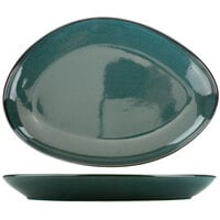 International Tableware LU-139-MI Luna 13 1/4" x 9 1/4" Midnight Blue Oval Coupe Porcelain Platter - 12/Case