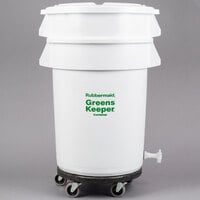 Rubbermaid FG263600WHT BRUTE GreensKeeper 32 Gallon Vegetable Crisper Container with Lid and Dolly