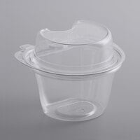 8 oz. Clear Tamper-Evident, Tamper-Resistant Clear PET Parfait Cup with Clamshell Pedestal Lid - 480/Case