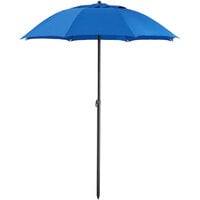 Lancaster Table & Seating 6' Pacific Blue Push Lift Umbrella with 1 1/4" Steel Pole
