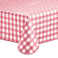 Choice 52" Wide Burgundy Textured Gingham Vinyl Table Cover with Flannel Back