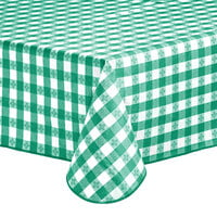 Choice 52 inch x 52 inch Green Textured Gingham Vinyl Table Cover with Flannel Back