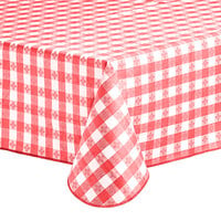 Choice 52" x 52" Red Textured Gingham Vinyl Table Cover with Flannel Back