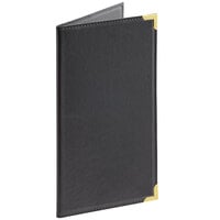 Choice 5" x 9" Black Guest Check Presenter with Gold Corners