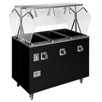 Vollrath T38709 2-Series 46" Black Affordable Portable Deluxe Hot Food Station with Closed Storage and Door