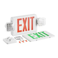 Lavex Red and Green LED Exit Sign / Emergency Light Combo with Adjustable Arrows and Ni-MH Battery Backup - 3.5 Watt Unit