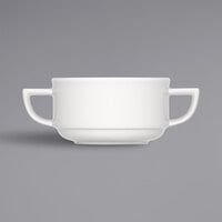Bauscher by BauscherHepp 712826 Options 9.1 oz. Bright White Porcelain Stackable Soup Cup with Handles - 36/Case