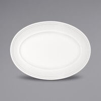 Bauscher by BauscherHepp 282024 Come4Table 9 7/16" x 7 7/16" Bright White Oval Porcelain Platter with Wide Rim - 24/Case