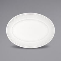 Bauscher by BauscherHepp 282032 Come4Table 12 5/8" x 9 3/16" Bright White Oval Porcelain Platter with Wide Rim - 12/Case