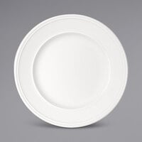 Bauscher by BauscherHepp 281826 Come4Table 10 5/16" Bright White Round Porcelain Plate with Wide Rim - 12/Case