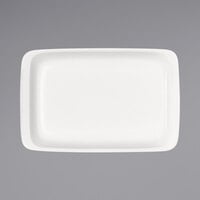 Bauscher by BauscherHepp 112318 B1100 7 1/8" x 4 11/16" Bright White Rectangular Porcelain Platter with Raised Rim - 36/Case