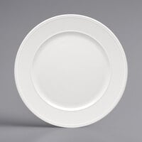 Bauscher by BauscherHepp 280026 Come4Table 10 5/16" Bright White Round Porcelain Flat Plate with Wide Rim - 12/Case