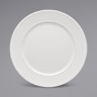 Bauscher by BauscherHepp 280032 Come4Table 12 1/2" Bright White Round Porcelain Flat Plate with Wide Rim - 6/Case