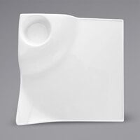 International Tableware EL-800 Elite 8" Bright White Square Porcelain Plate with 1 oz. Well - 12/Case