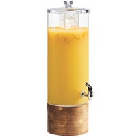 Cal-Mil 4306-3INF-99 Madera 3 Gallon Round Beverage Dispenser with Infusion Chamber and Rustic Pine Wood Base - 10 1/2" x 24"