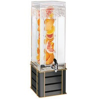 Cal-Mil 22090-3INF-90 Empire 3 Gallon Square Beverage Dispenser with Infusion Chamber and Black / Gold Metal Base - 10" x 8 1/2" x 24 3/4"