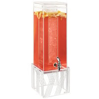 Cal-Mil 4102-3-15 Portland 3 Gallon Square Beverage Dispenser with Ice Chamber and White Wire Base - 8" x 8" x 25"