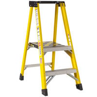 Bauer Corporation 351 Series Safety Yellow Fiberglass Platform Ladder with Steel Platform