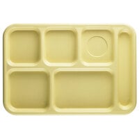 Cambro 10146CW145 Camwear 10" x 14 1/2" Right Handed Heavy-Duty Polycarbonate NSF Yellow 6 Compartment Serving Tray - 24/Case