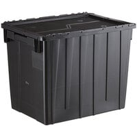 Choice 22" x 15" x 17" Large Stackable Black Chafer Tote / Storage Box with Attached Lid