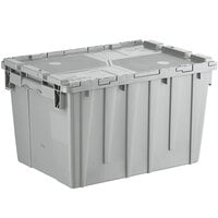 Choice 22" x 15" x 13" Medium Stackable Grey Chafer Tote / Storage Box with Attached Lid