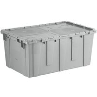 Choice 27" x 17" x 12" Stackable Grey Chafer Tote / Storage Box with Attached Lid